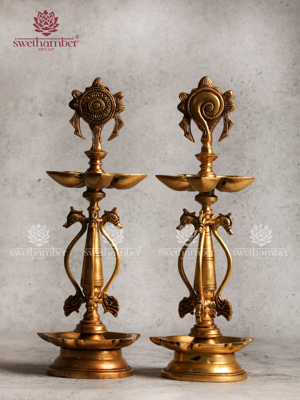 SHANK CHAKRA BRASS LAMP SET / SAMAI