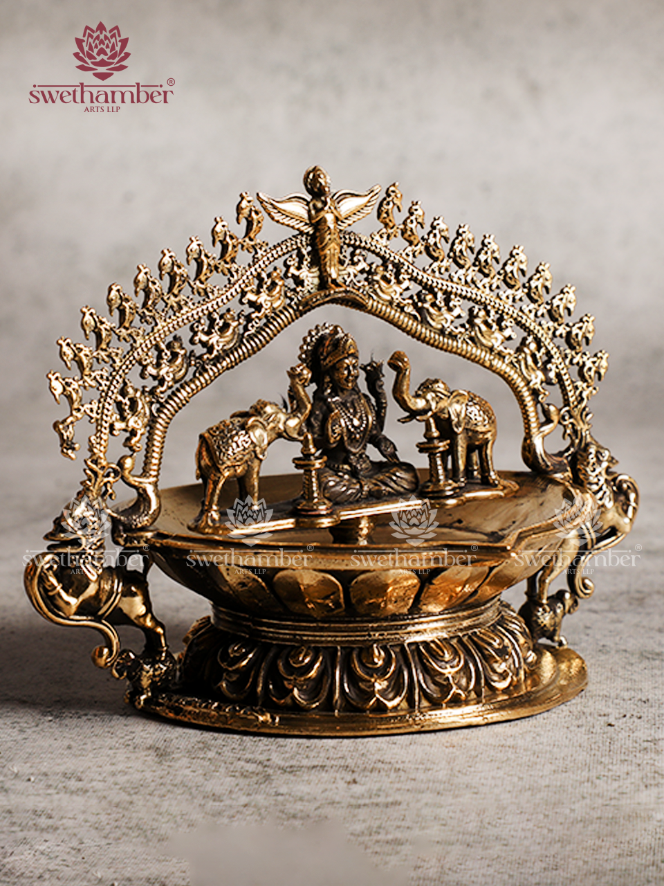 Light weight Brass Gajalakshmi Deepa
