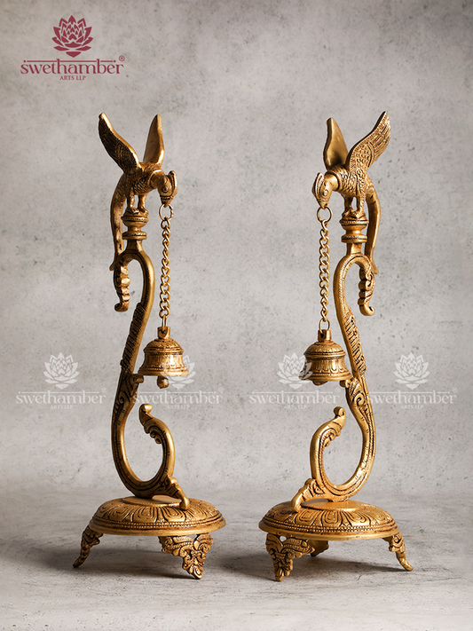 BRASS PARROT STAND WITH BELL