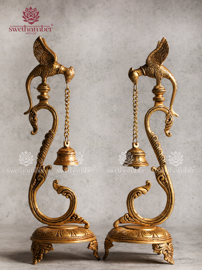 BRASS PARROT STAND WITH BELL