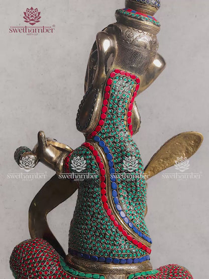 Brass Modern Ganesha Writing Statue