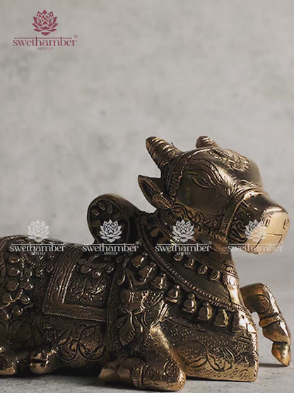 Brass Nandi Idol – Antique Finish