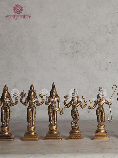 Vishnu Brass Dasavatar set 6"