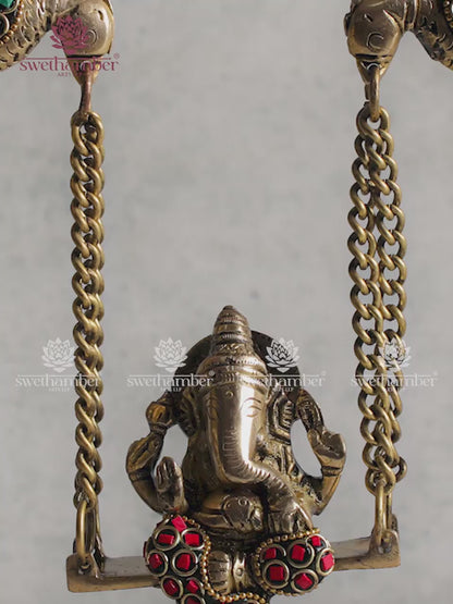 Brass Ganesha on Jhula Idol