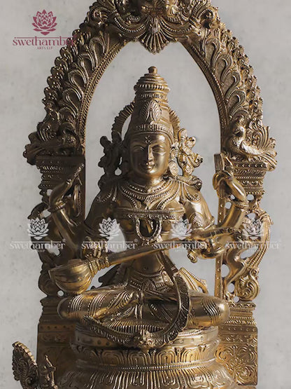 Bronze Saraswati Idol | Goddess Saraswati Murti for Knowledge & Wisdom
