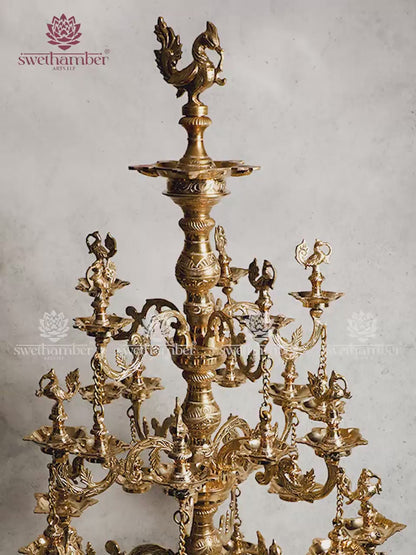 Multi-wick oil PEACOCK LAMP FOR POOJA ROOM & HOME DÉCOR