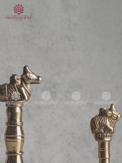 Brass Hand Bell with Nandi – Traditional Pooja Bell