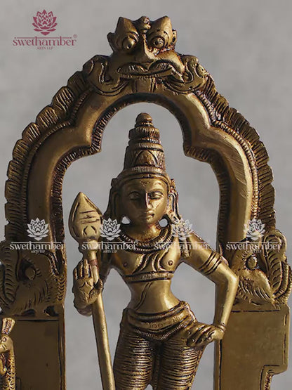 Vel Murugan Brass Idol | Lord Kartikeya Decorative Pooja Statue