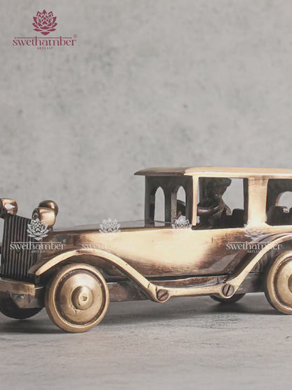 Vintage Brass Car Decorative Statue for Home Décor