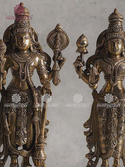 Antique Finish Standing Vishnu Lakshmi Idol | Vastu & Pooja