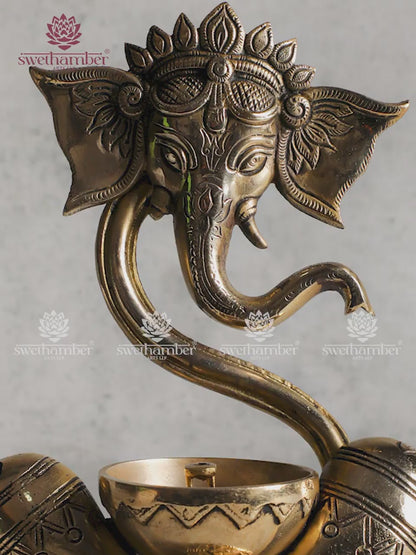 Brass Ganesha Diya / Deepa – Vastu & Temple Décor