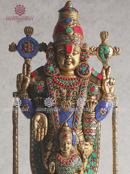 Brass Lord Tirupati Balaji Statue with Goddess Padmavathi