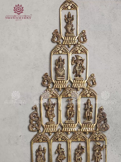 Dasavatar Wall Hanging – Handcrafted Brass Sculpture of Lord Vishnu’s Ten Avatars
