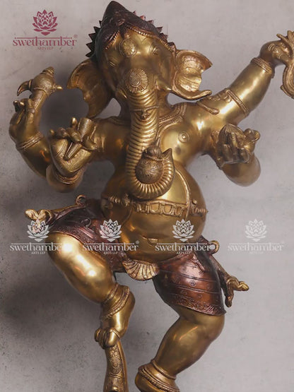 Lord Ganesha Brass Dancing Idol (Four-Armed Form)