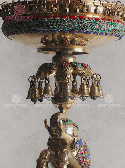 Brass Urli on Elephant – Elegant Traditional Decor Piece