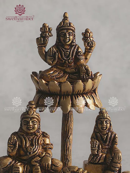 Lord Kuber with Goddess Laxmi Brass Statue
