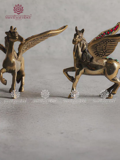Brass Winged Horse Showpiece – Symbol of Power & Success