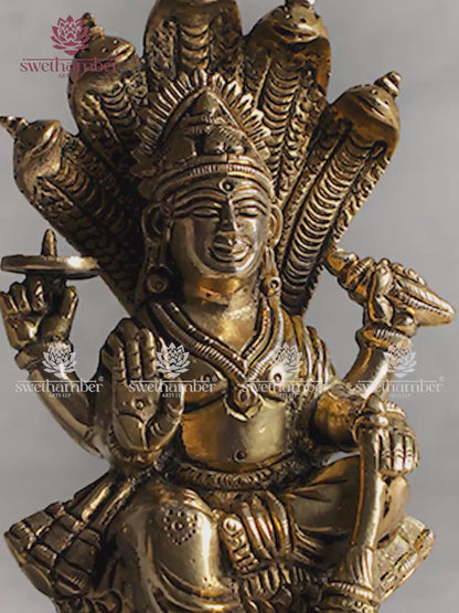 Lord Vishnu Seated Brass Idol | Blessings of Peace & Protection
