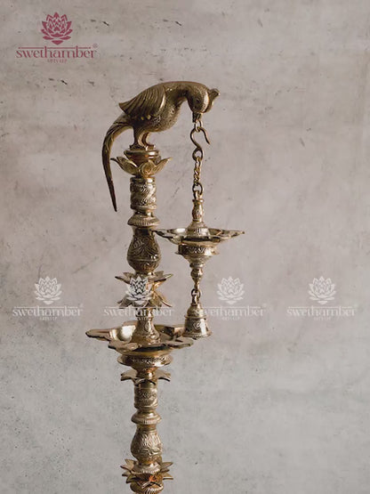 Handcrafted Bronze Parrot Oil Lamp