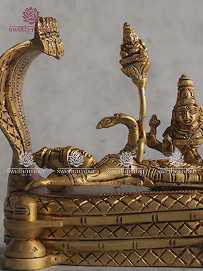 Lord Vishnu Sleeping on Snake Brass Idol | Traditional Murti