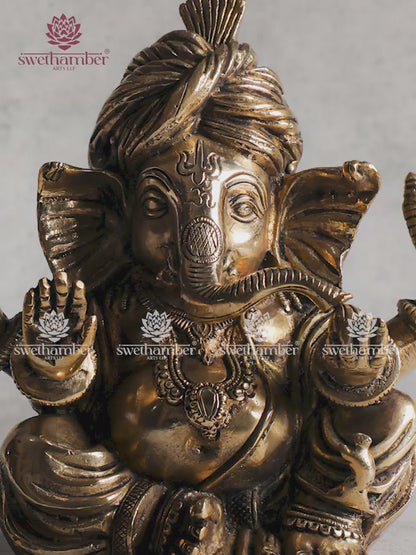 Traditional Pagadi Ganesha Brass Murti