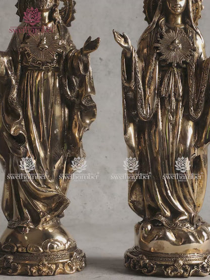 Sacred Jesus and Mother Mary Statue | Holy Family Christian Idol for Home & Church