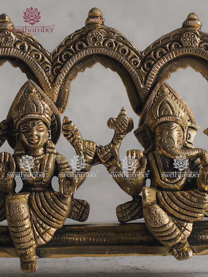 Brass Ganesh with Lakshmi with Arch
