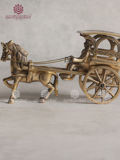 Antique Finish Brass Horse Cart | Vintage Home Decor Item