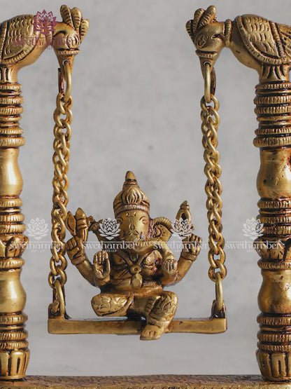 Lord Ganesha Brass Idol on Swing (Jhula)