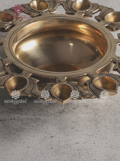 Festival Special Brass Urli with Lotus Deepas