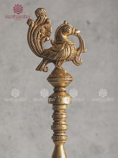 Brass Pooja Bell with Peacock Handle – Auspicious Decor