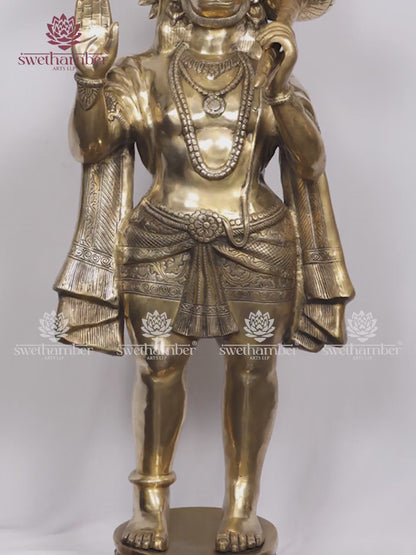 Standing Large Hanuman Statue | Lord Hanuman Brass Idol for Temple, Entrance & Pooja