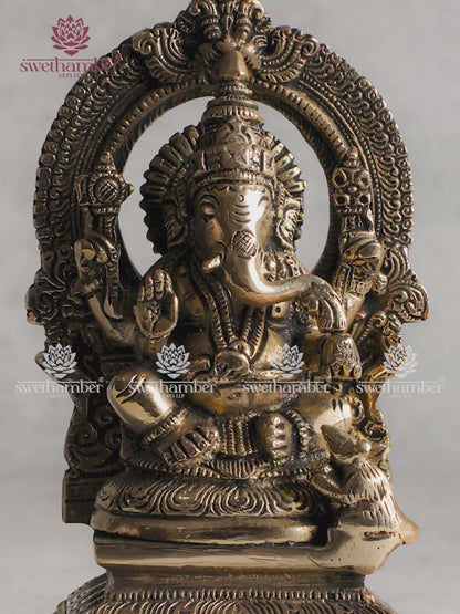 Brass Ganesha Statue with Arch