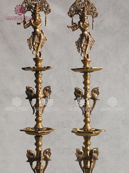 Krishna Murli Decorative Lamp for Home & Temple