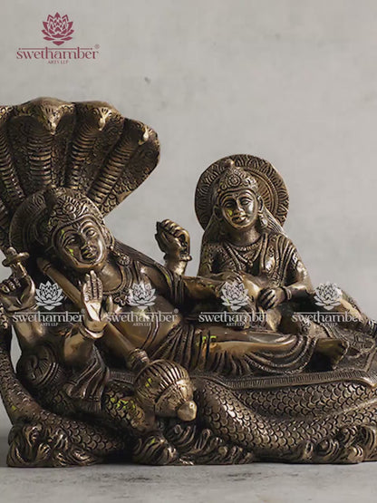Sleeping Lord Vishnu Brass Statue | Vishnu on Sheshnag Idol