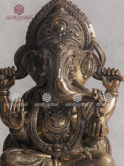 Padmasana Ganesha Idol | Lotus Sitting Ganpati Murti for Home Temple