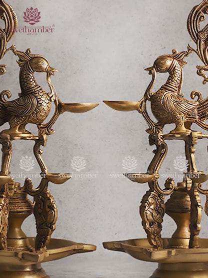 PEACOCK BRASS OIL TRADITIONAL LAMP /DECOR /GIFTING