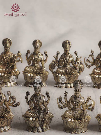 Astalakshmi Mini Brass Lightweight Idols | Divine Lakshmi Set for Home Temple
