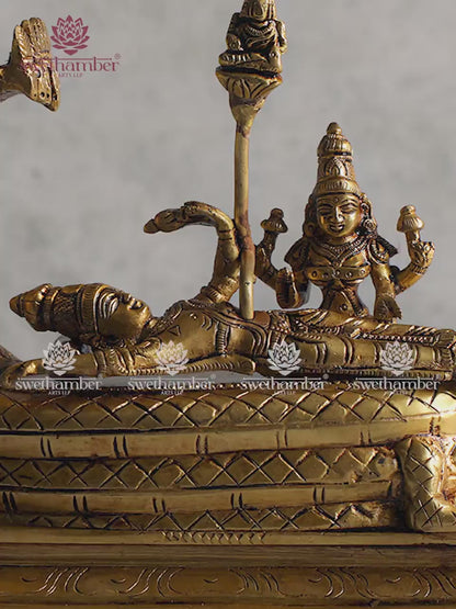 Pure Brass Sleeping Vishnu Idol | Spiritual Home & Temple Decor