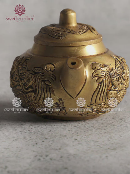 Mini Decorative Brass Kettle | Antique Finish Home Decor
