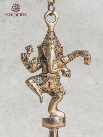 Brass Hanging Bell with Dancing Ganesha Design
