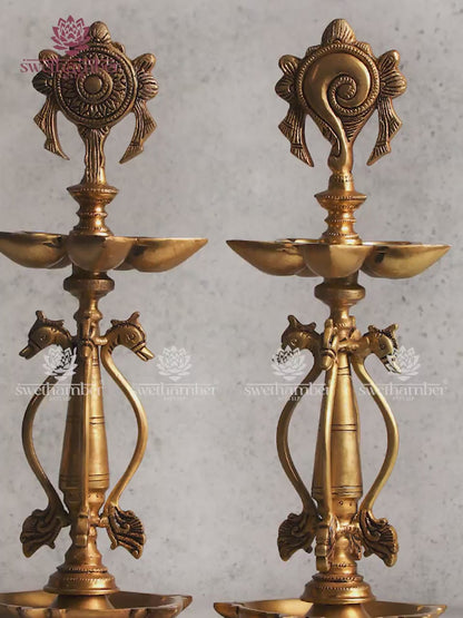 SHANK CHAKRA BRASS LAMP SET / SAMAI