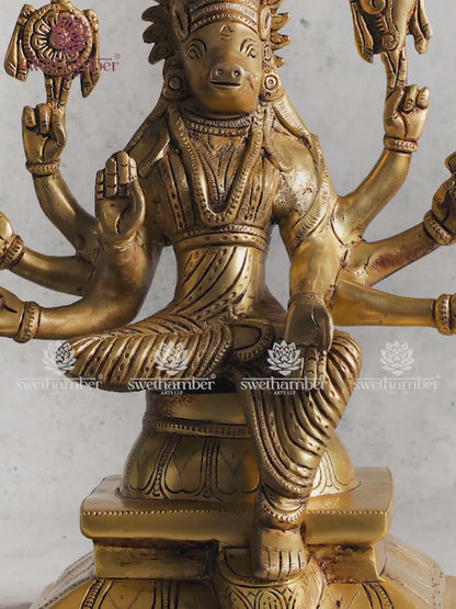 Brass Varahi Devi Idol | Sri Varahi Amman Statue for Protection, Power & Vastu