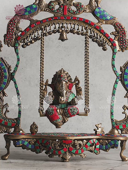 BRASS GANESHA ON SWING /JHULA