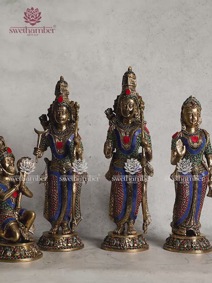 Ramdarbar – Brass Statue of Lord Rama with Sita, Lakshman & Hanuman
