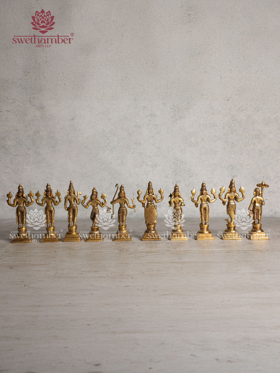 Vishnu Brass Dasavatar set 6"