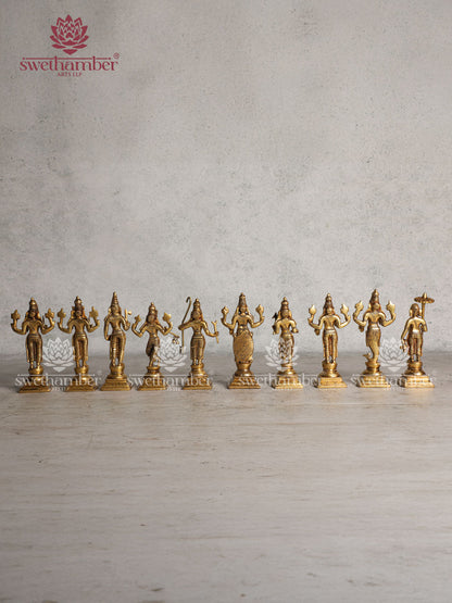 Vishnu Brass Dasavatar set 6"