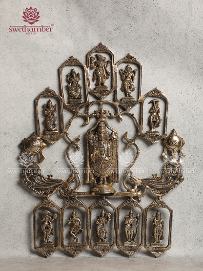 BRASS DASAVATAR WALL HANGING / MAIN DOOR DECOR